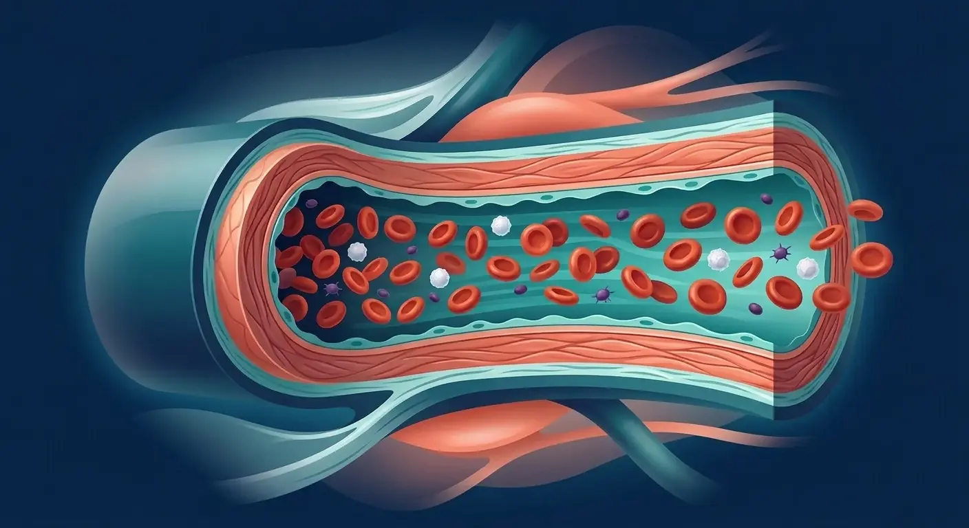 Illustration of blood flowing through a blood vessel